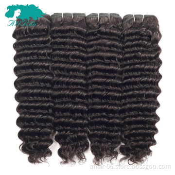 Factory price good quality brazilian remy human hair,raw virgin hair bundles deep wave with lace frontals